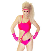 Asymmetric Monokini - Hot Pink Lycra